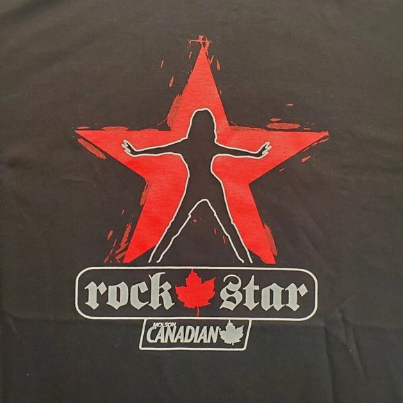 Molson Canadian Rock Star T Shirt Mens Size Large Black Graphic Tee - Picture 4 of 8